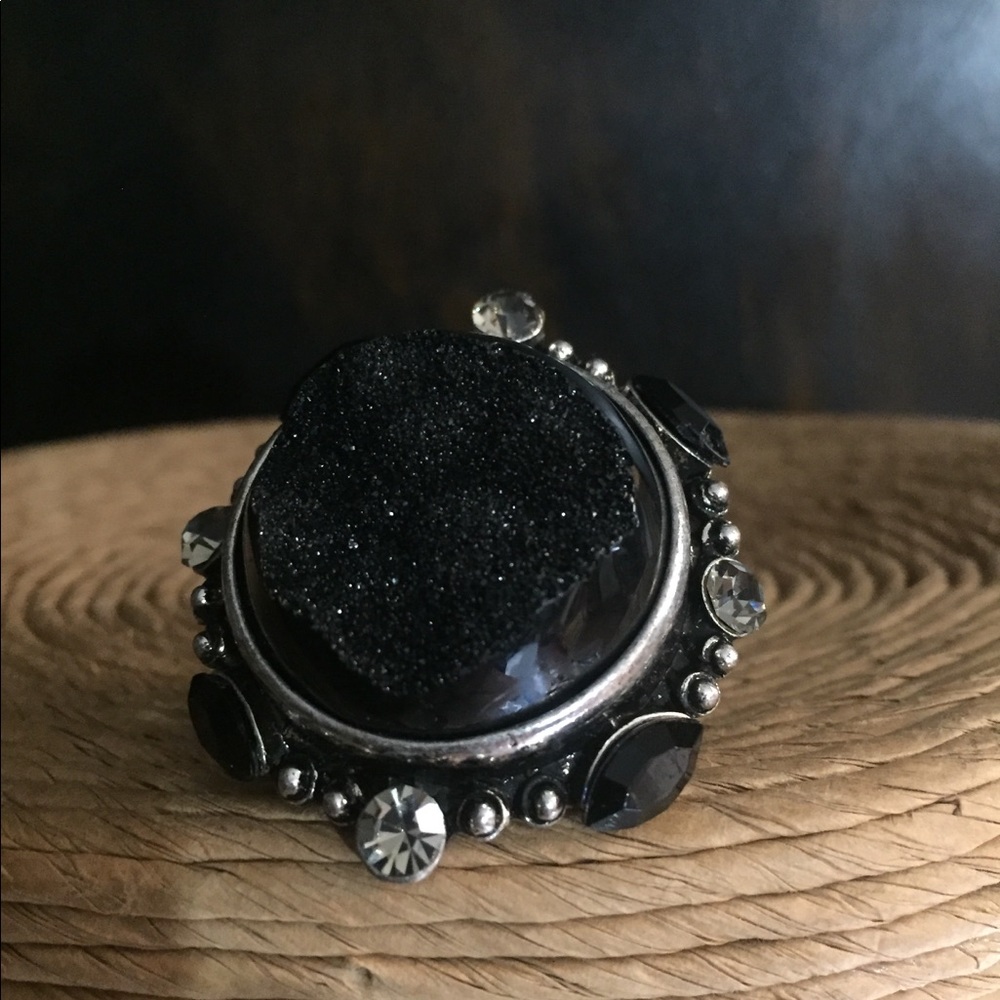 Large Center Black Stone Ring - image 2